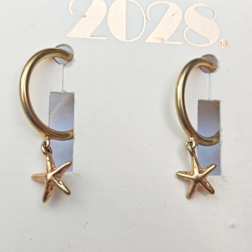 2028 Starfish Hoop Earrings 925 Sterling Silver Plated Gold Dangle Mermaidcore